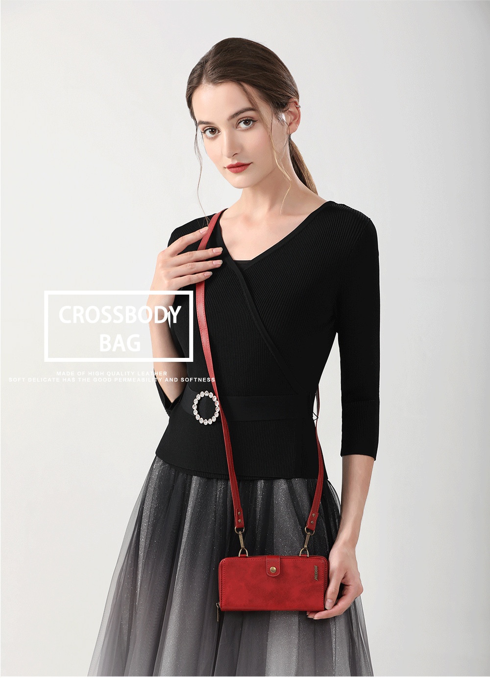 TechGlobe TechGlobe Bestseller 15ProMax Handyhülle aus Leder mit diagonalem Kreuzdesign, passend für iPhone 15, multifunktionale Brieftaschen-Handyhülle S23U_voghion.com