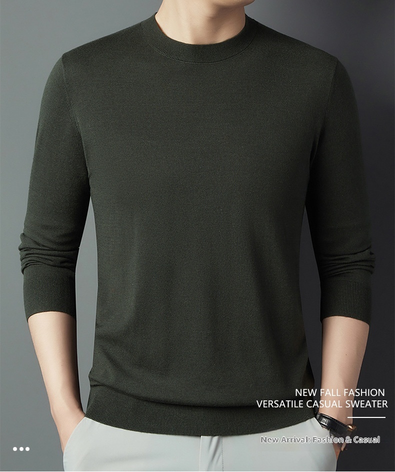 Herren-Langarmshirt aus Maulbeerseide-Wollmischung, bügelfrei, Rundhalsausschnitt, hautfreundlich und modisch_voghion.com