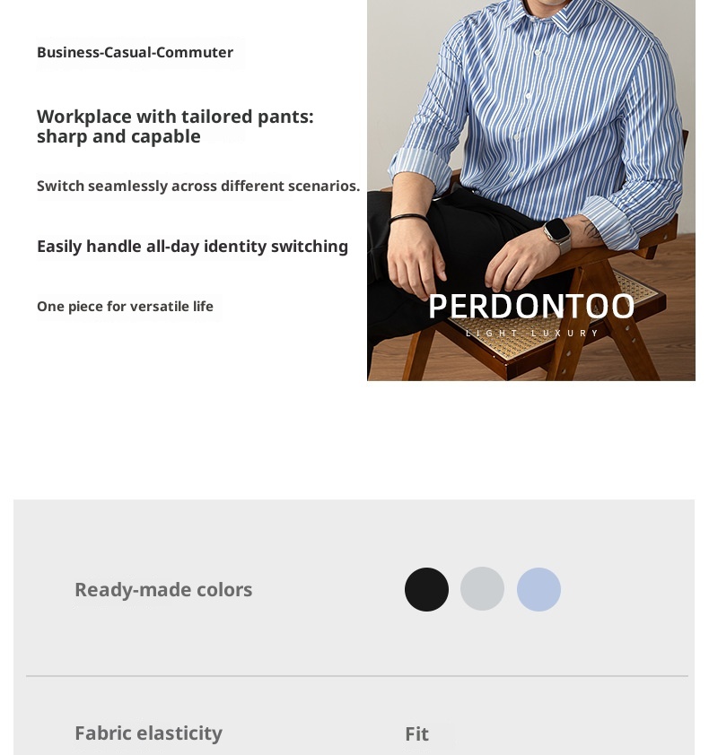 ForMen Urban Light Austrian Lenzing Modal Striped Shirt Men's High-end Business Silky Formal Wear Non-iron_voghion.com