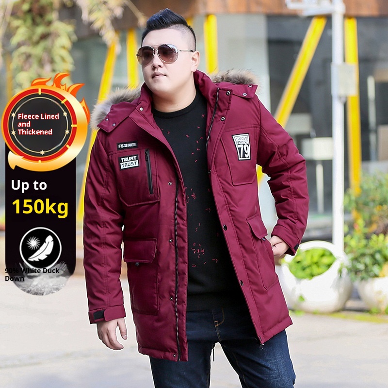 Daunenjacke in Übergröße für Jungen, mittellang, dick gefüttert, warm, Oversized-Wintermantel für Herren_voghion.com