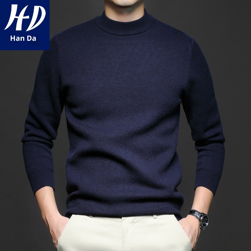 1 Factory Direct New Autumn Solid Color Half Turtleneck Slim Fit Sweater For Men Youth Base Shirt Men's Clothing_voghion.com
