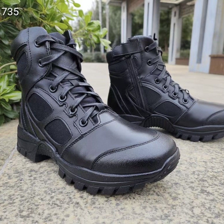 ShoeGlobe Scarpe da arrampicata alte in vera pelle, impermeabili, antiscivolo, resistenti all'usura, ultraleggere, da combattimento, con cerniera, per attività all'aperto_voghion.com