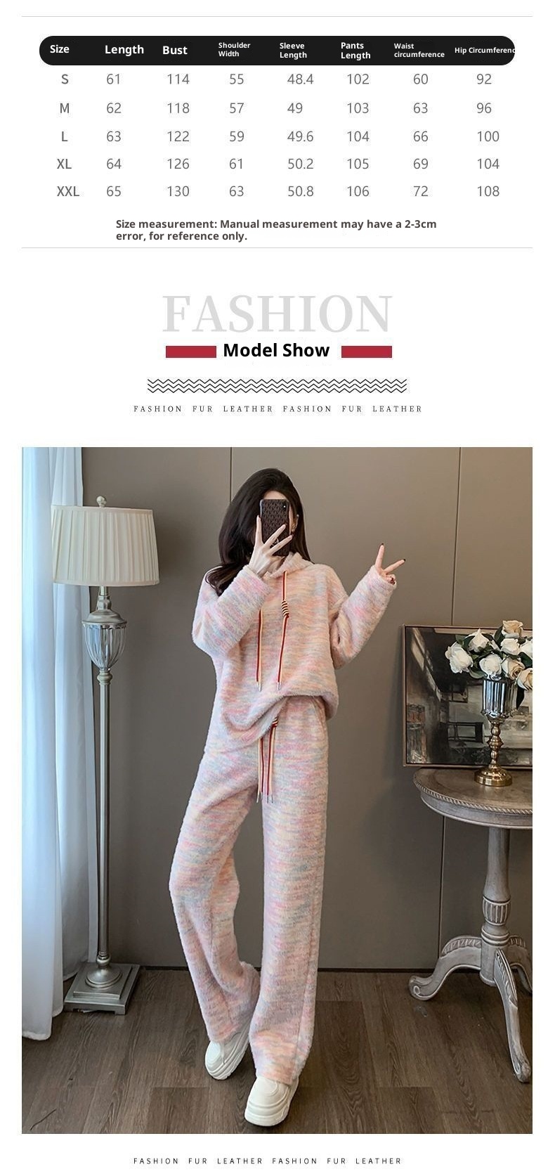 001 Lazy Style Casual Sports Suit For Women, New Autumn Loose Hoodie Sweatshirt And High-Waisted Wide-Leg Pants Two-Piece_voghion.com