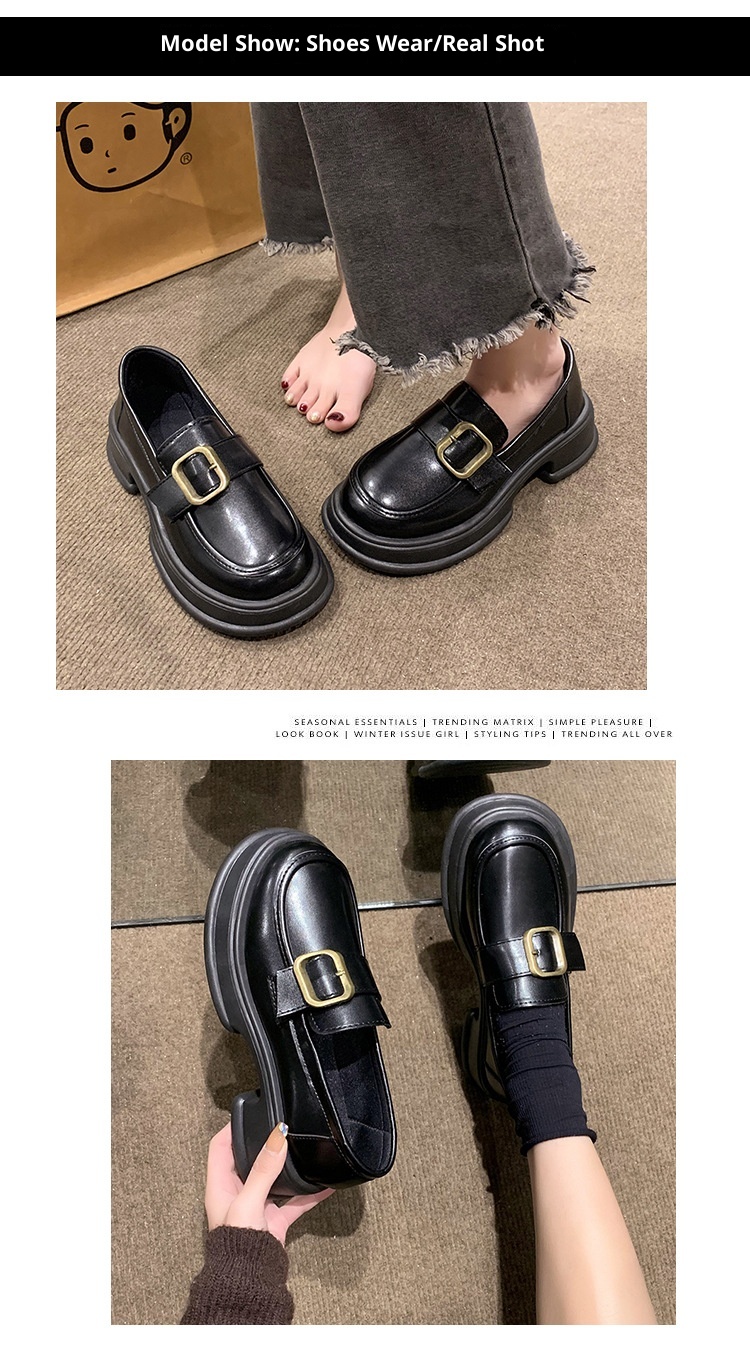 2024 Nieuwe Loafers Britse Stijl Zachte Dames Trendy Lente Herfst Dikke Zool Retro Slip-On Kleine Leren Schoenen_voghion.com