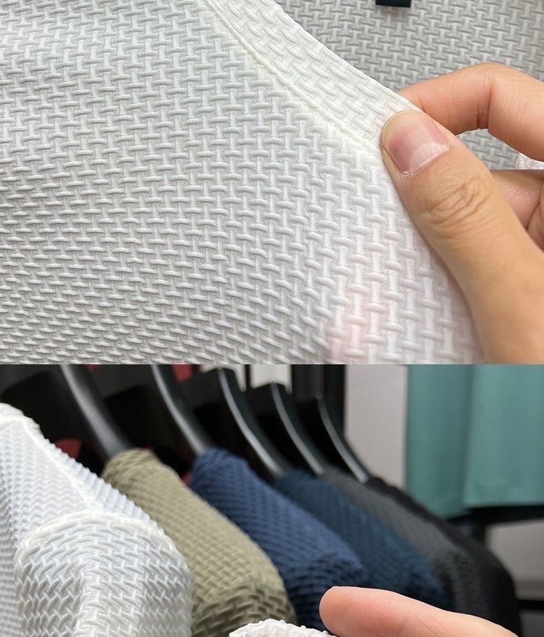 Maglietta da uomo in seta ghiacciata, manica corta, 2025, nuova estate, in jacquard di bambù, traspirante, elasticizzata, versatile_voghion.com