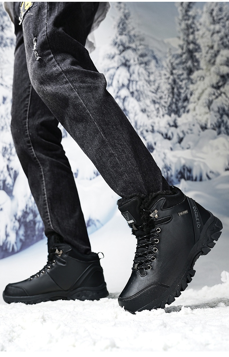 ShoeGlobe Winterschuhe mit dicker Sohle, rutschfest, wasserdicht, hoch geschnitten, für Outdoor-Aktivitäten wie Wandern und Freizeit._voghion.com