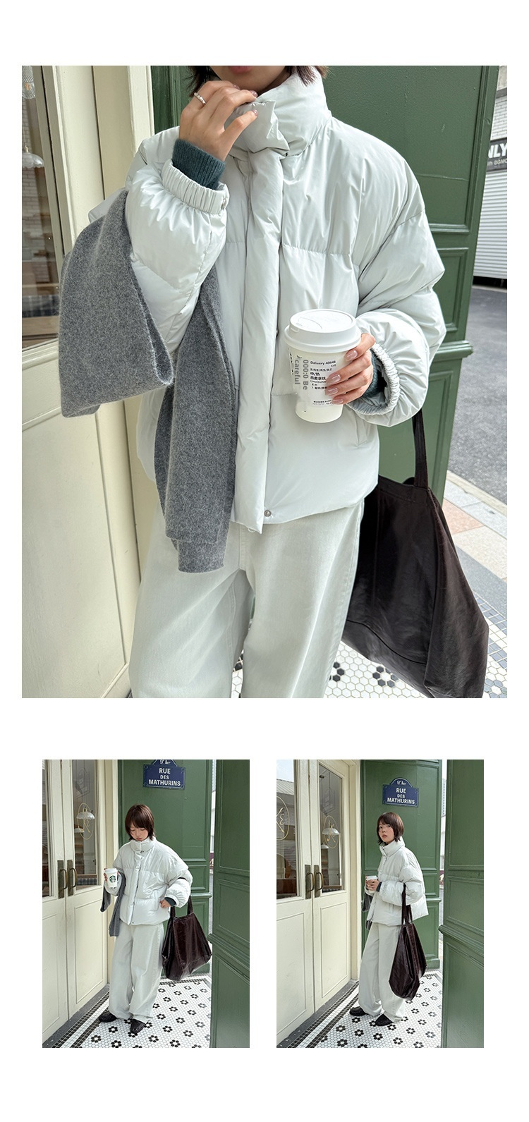 Chaqueta de plumón de pato blanca ChicShe Mulan Classic Bread 2025 Thirteen Lines Winter New 90 para mujer 202555980_voghion.com