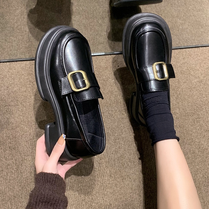 2024 Nieuwe Loafers Britse Stijl Zachte Dames Trendy Lente Herfst Dikke Zool Retro Slip-On Kleine Leren Schoenen_voghion.com
