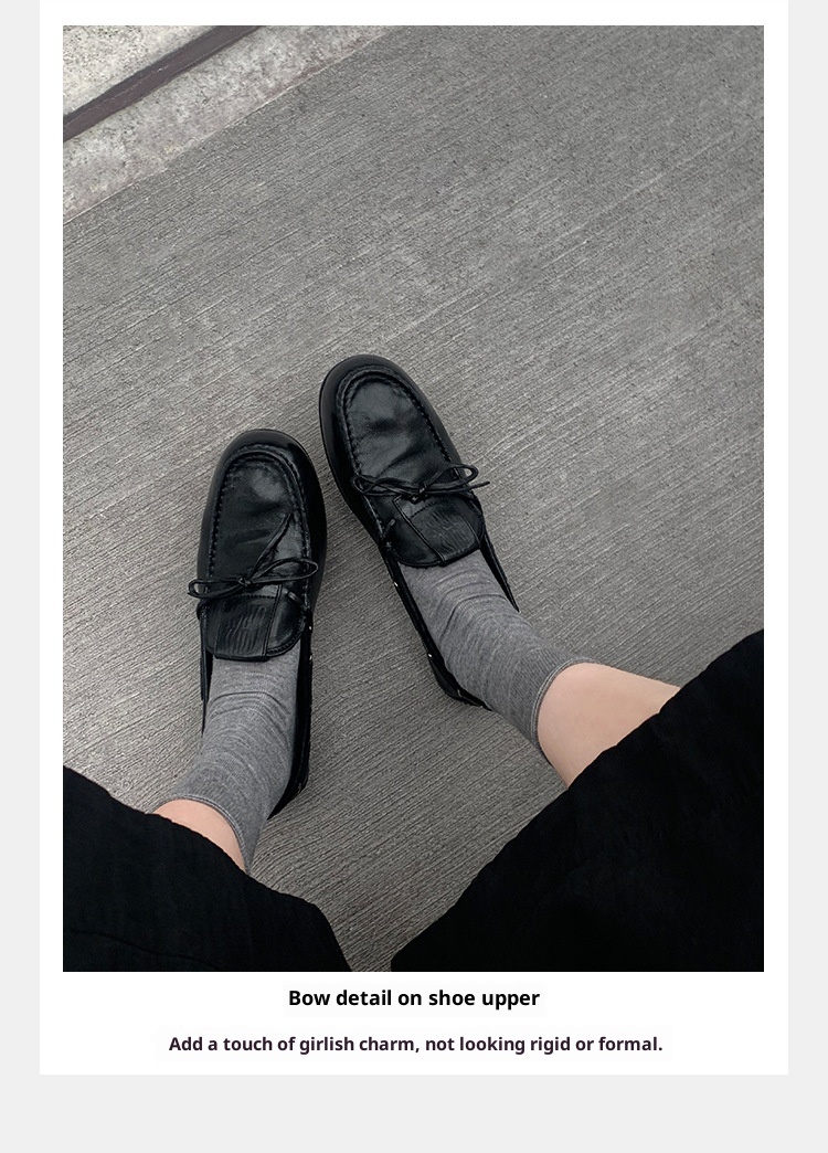 Grape Mom Same In Stock ~ Washed Horse Pattern British Style Bowknot Versatile Comfortable Loafers For Women_voghion.com