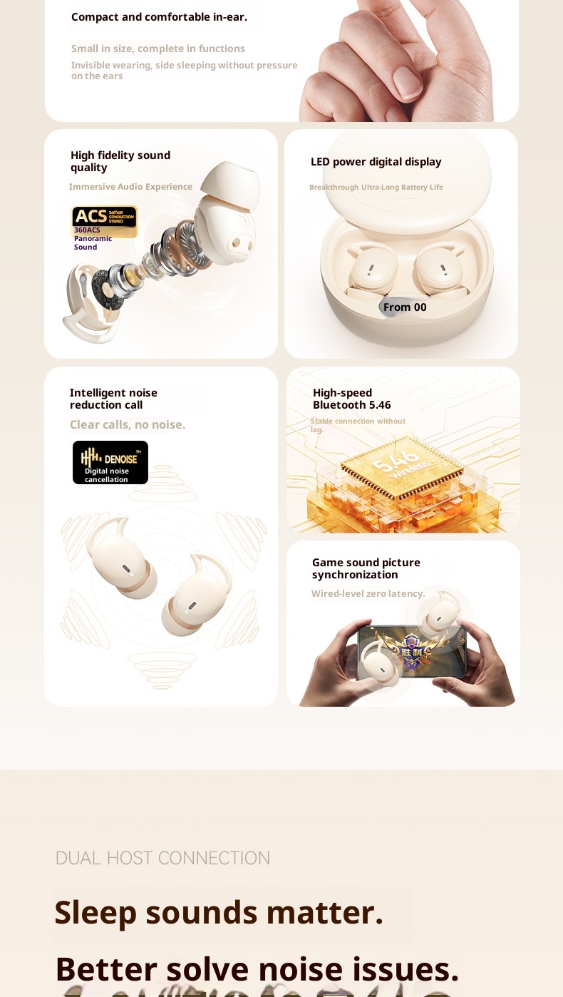 3c M73 Cross-Border Hot-Selling Wireless Bluetooth In-Ear Mini Digital Display Long Battery Life Sleep Noise Cancelling_voghion.com