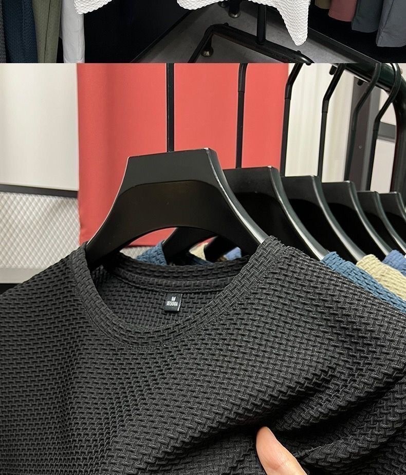Maglietta da uomo in seta ghiacciata, manica corta, 2025, nuova estate, in jacquard di bambù, traspirante, elasticizzata, versatile_voghion.com