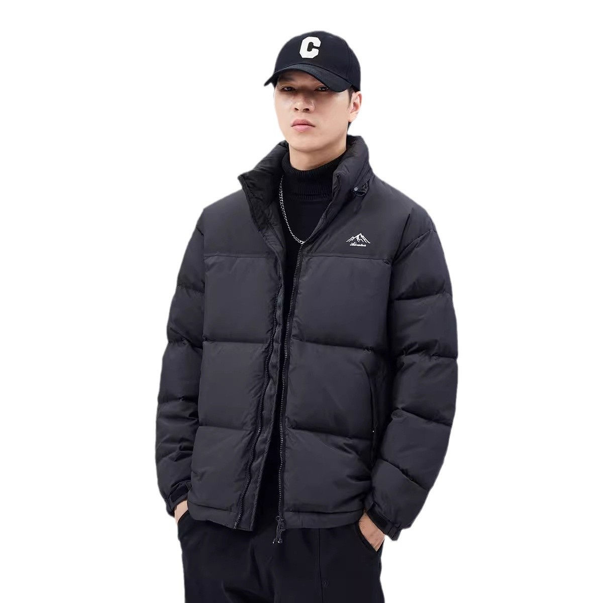 boy New Trendy Brand Winter Thickened Warm Short Japanese Retro Solid Color Loose White Duck Down Jacket Men's Clothing_voghion.com
