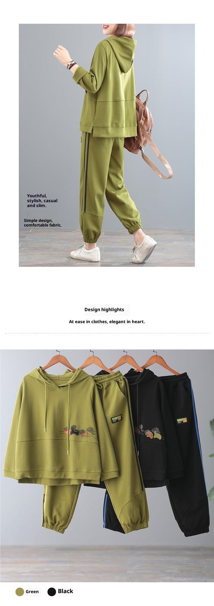 001 Autumn Winter New Fleece-Lined Thickened Korean Style Plus Size Concealing Sports Two-Piece Hooded Casual Fashion Set_voghion.com