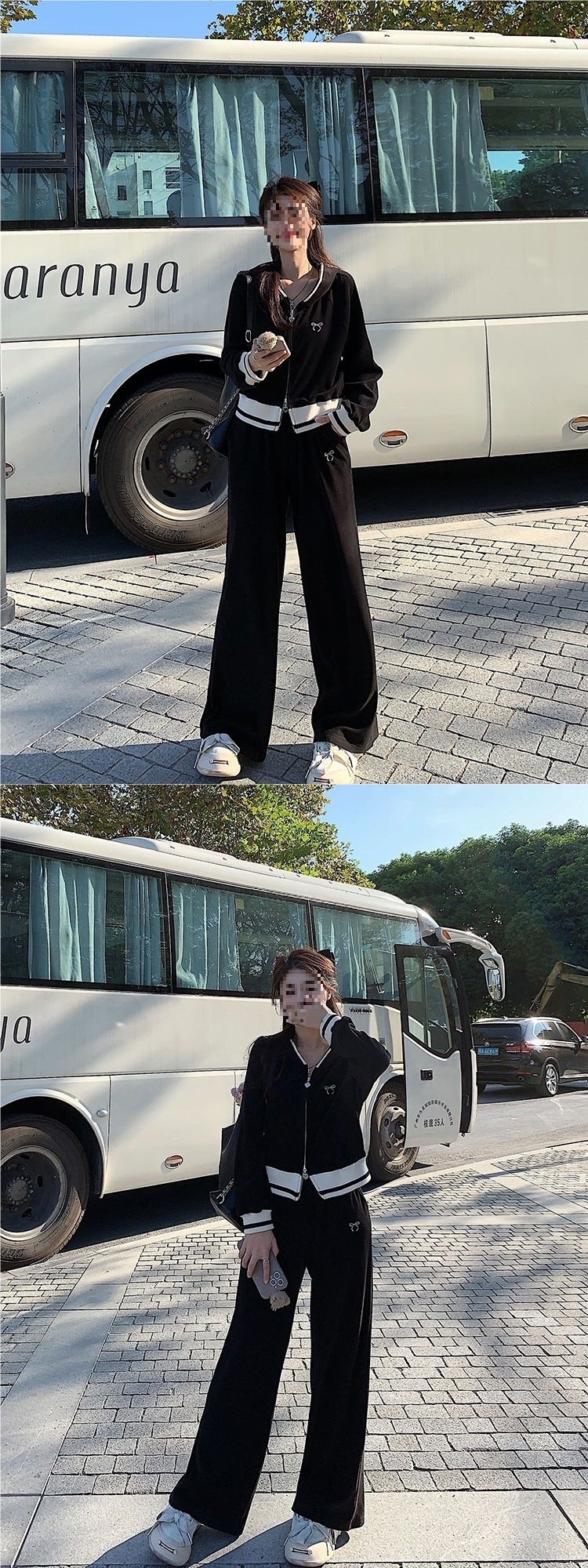 001 Modieus sportpak voor dames, lente en herfst, Koreaanse stijl, losse hoodie met capuchon, casual tweedelig setje_voghion.com