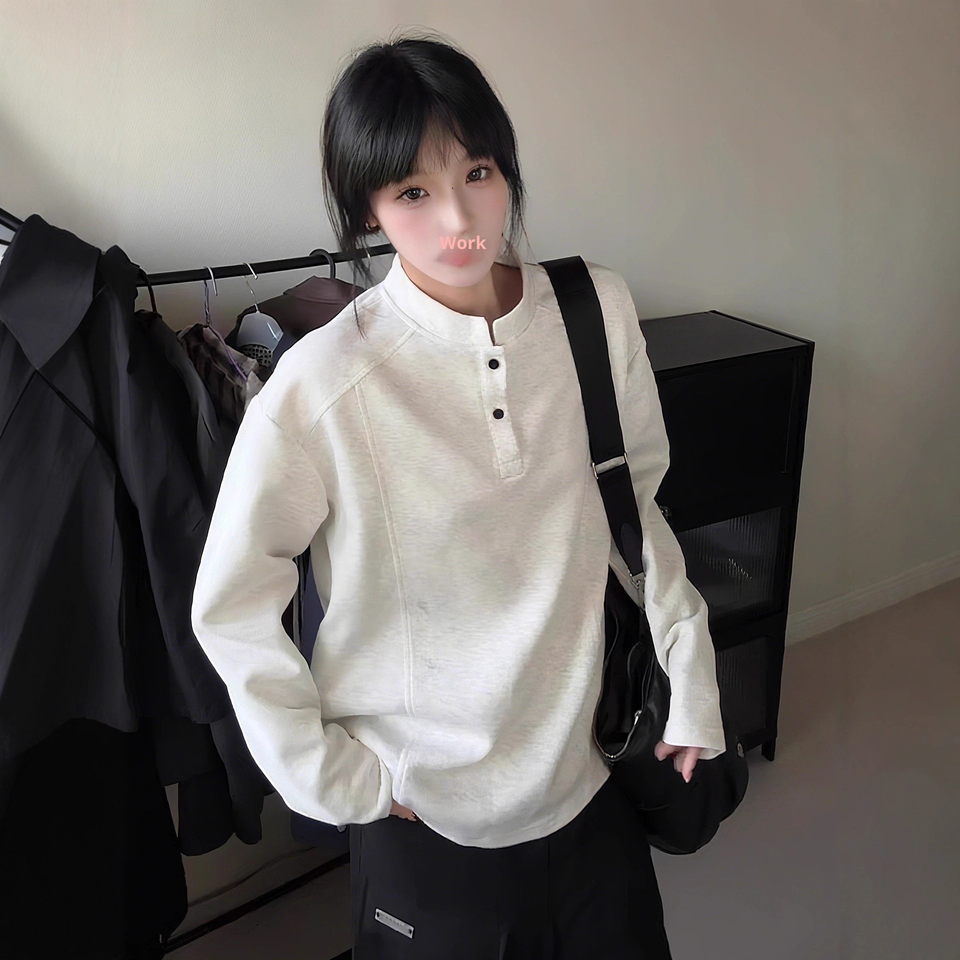 boy Boy White Gray Henry Regular Shoulder Long Sleeve T-Shirt For Men Autumn American Style Deconstructed Patchwork Heavyweight_voghion.com