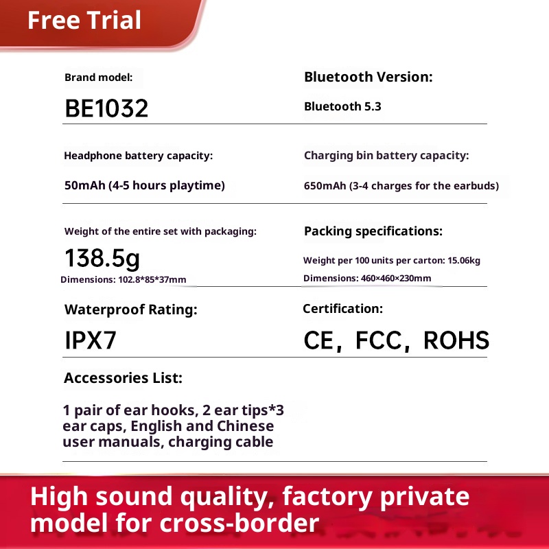 3c In-Ear Sports Headphones Waterproof Long Standby Wireless Bluetooth Earphones High Battery_voghion.com