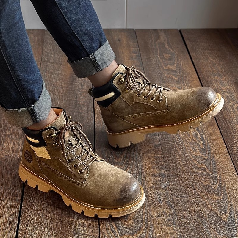 ShoeGlobe High-Top Martin Unisex Gelbe Trekking-Sportschuhe Rutschfeste Herrenstiefel Outdoor Wandern_voghion.com