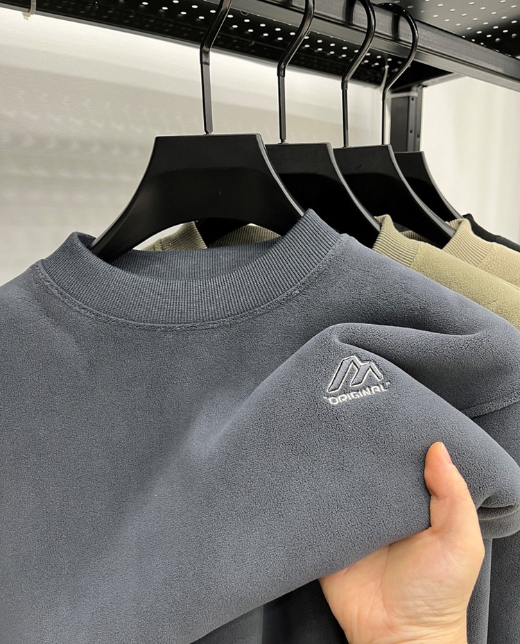 Felpa invernale da uomo con fodera in pile autoriscaldante, spessa, antifreddo, con scollo rotondo, [lana di alpaca] Bestseller_voghion.com