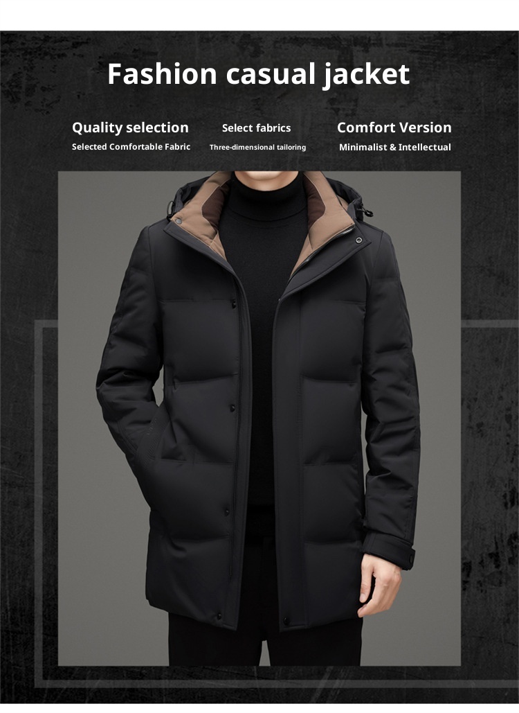 boy Daikumen Thickened 2025 Winter New Mid-Length Outdoor Hooded Down Jacket Men's Clothing_voghion.com