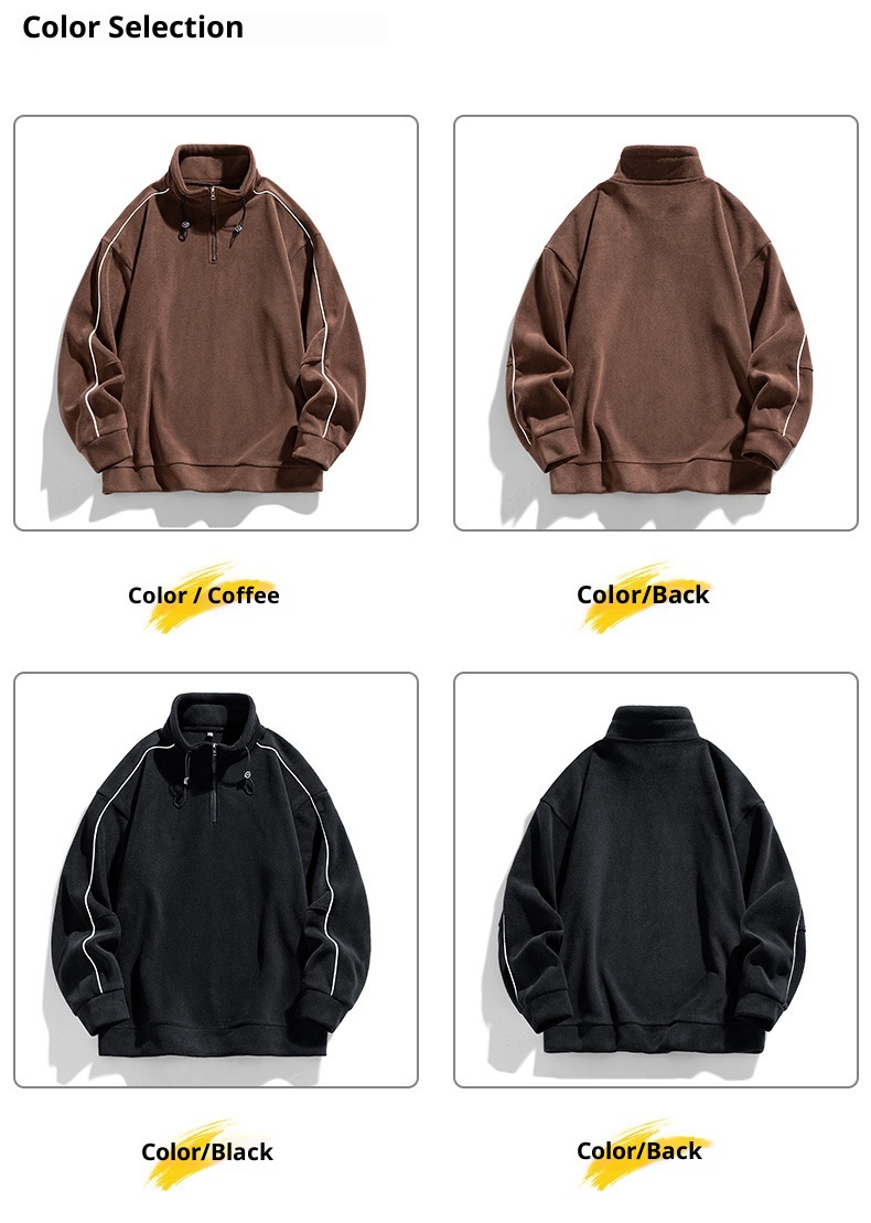 boy Boy Stand Collar 2023 New Men's Sweatshirt Winter Polar Fleece Half Zipper Warm Base Shirt Men_voghion.com