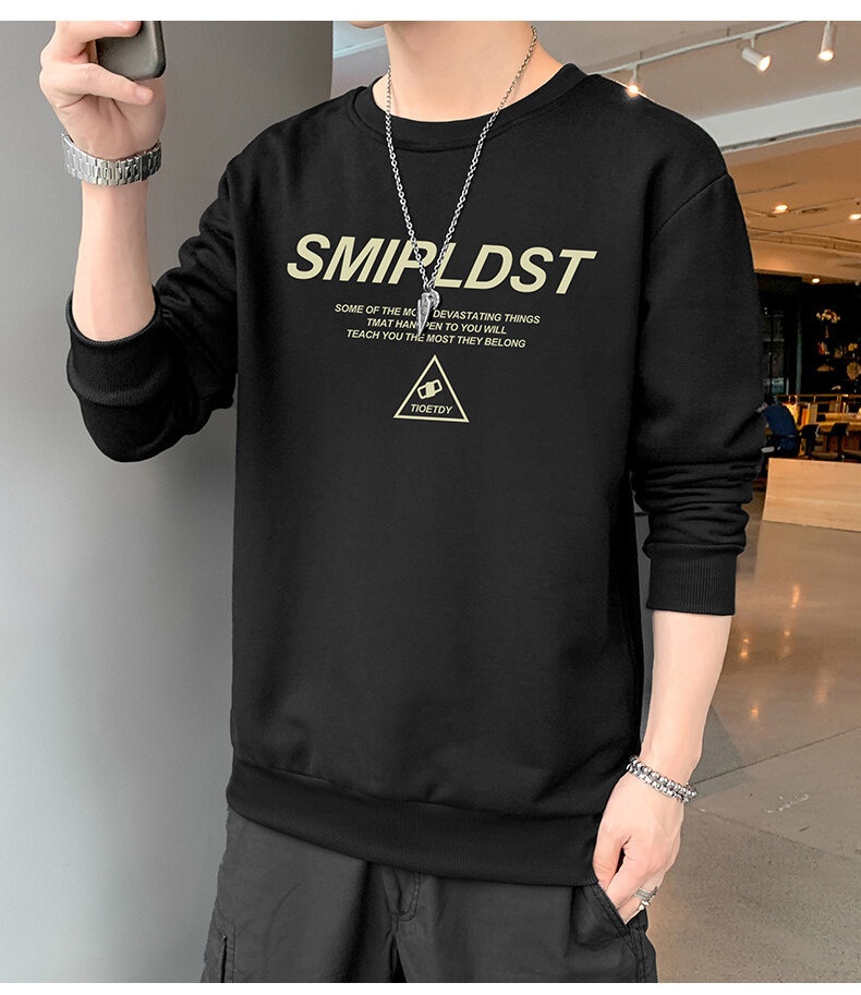 Garçon Nouveaux vêtements d'automne printemps T-shirt à manches longues Chemise de base Pull à col rond pour homme_voghion.com