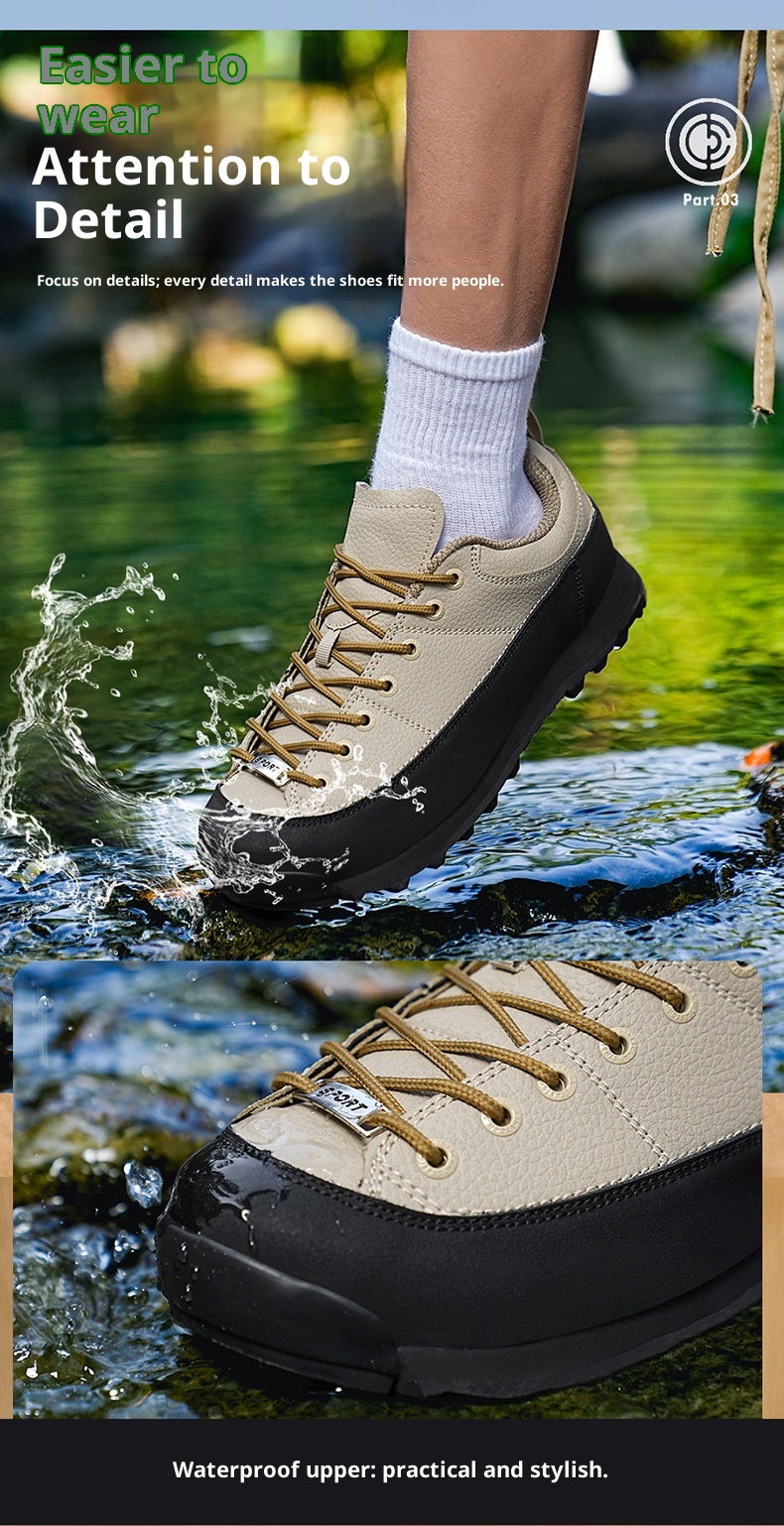 ShoeGlobe Monaco Scarpe basse da uomo in pelle per escursioni, campeggio, outdoor, impermeabili, antiscivolo, per sport di montagna_voghion.com