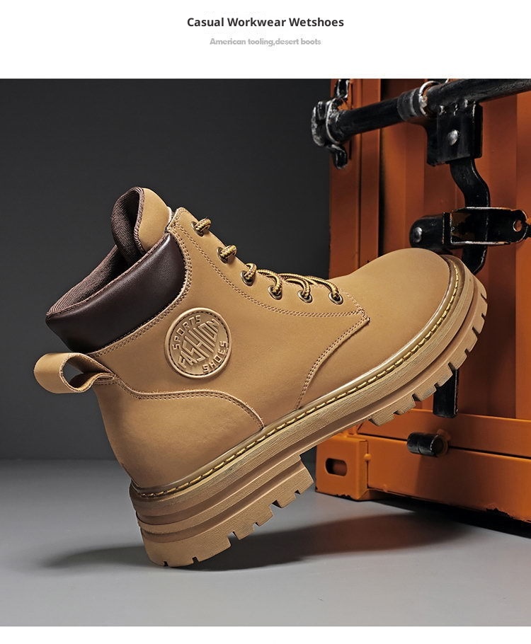 ShoeGlobe Men's Safety Shoes Winter Construction Site Wear-Resistant Work Martin Boots Waterproof Non-Slip Hiking Sports Autumn_voghion.com