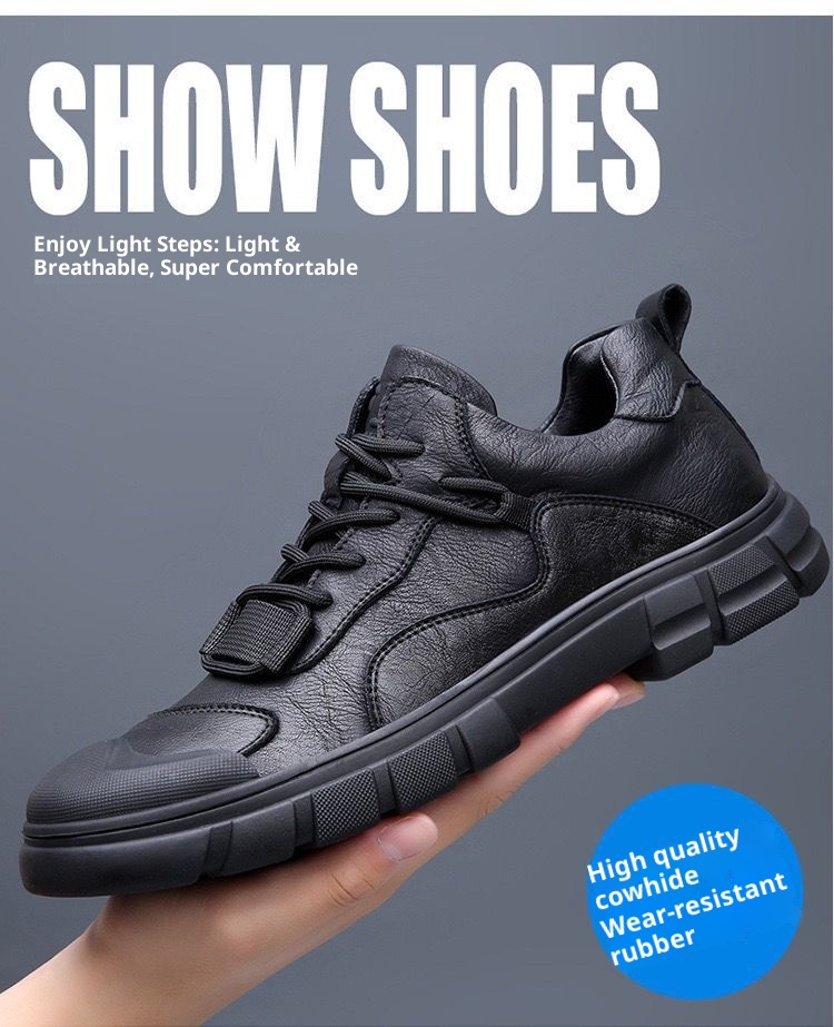 ShoeGlobe 2025 Spring New Men's Casual Men Genuine Leather Versatile Waterproof Non-Slip Outdoor Sports Work Hiking Shoes_voghion.com