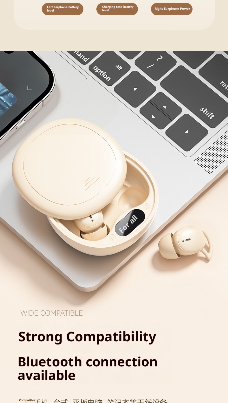 3c M73 Cross-Border Hot-Selling Wireless Bluetooth In-Ear Mini Digital Display Long Battery Life Sleep Noise Cancelling_voghion.com