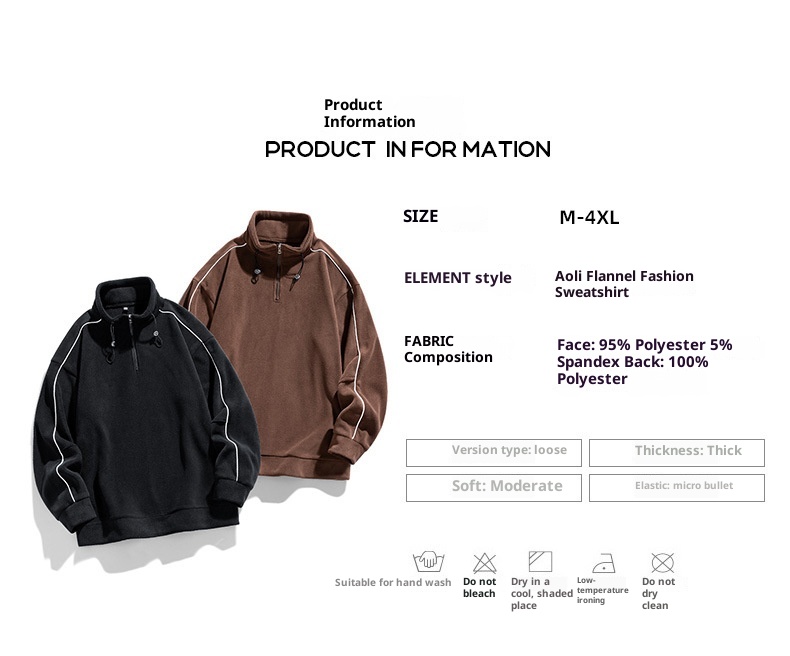 boy Boy Stand Collar 2023 New Men's Sweatshirt Winter Polar Fleece Half Zipper Warm Base Shirt Men_voghion.com