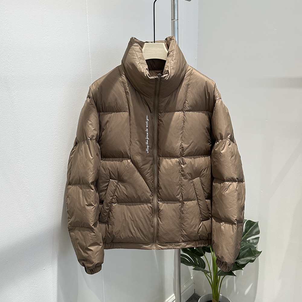 boy 23 New For Men, Thicened Letter Print Puffer Jacet, Stand Collar Trendy Men's Versatile Structured Down Jacet In_voghion.com