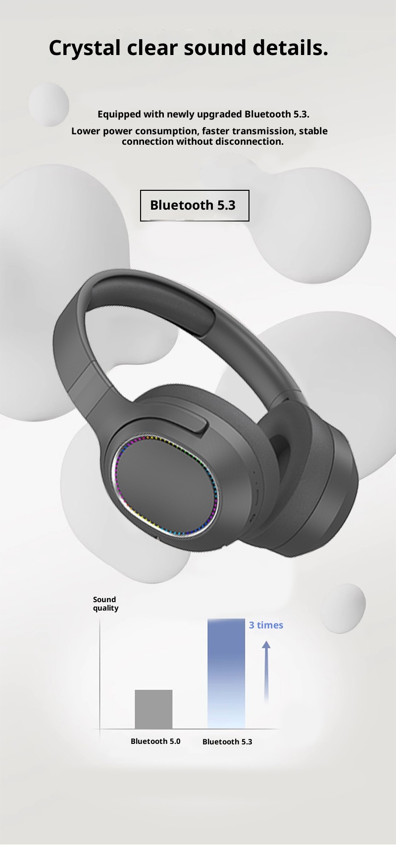 Cuffie pieghevoli luminose transfrontaliere 3c Bluetooth wireless nuove cuffie con bassi potenti articolo di tendenza per il commercio estero_voghion.com