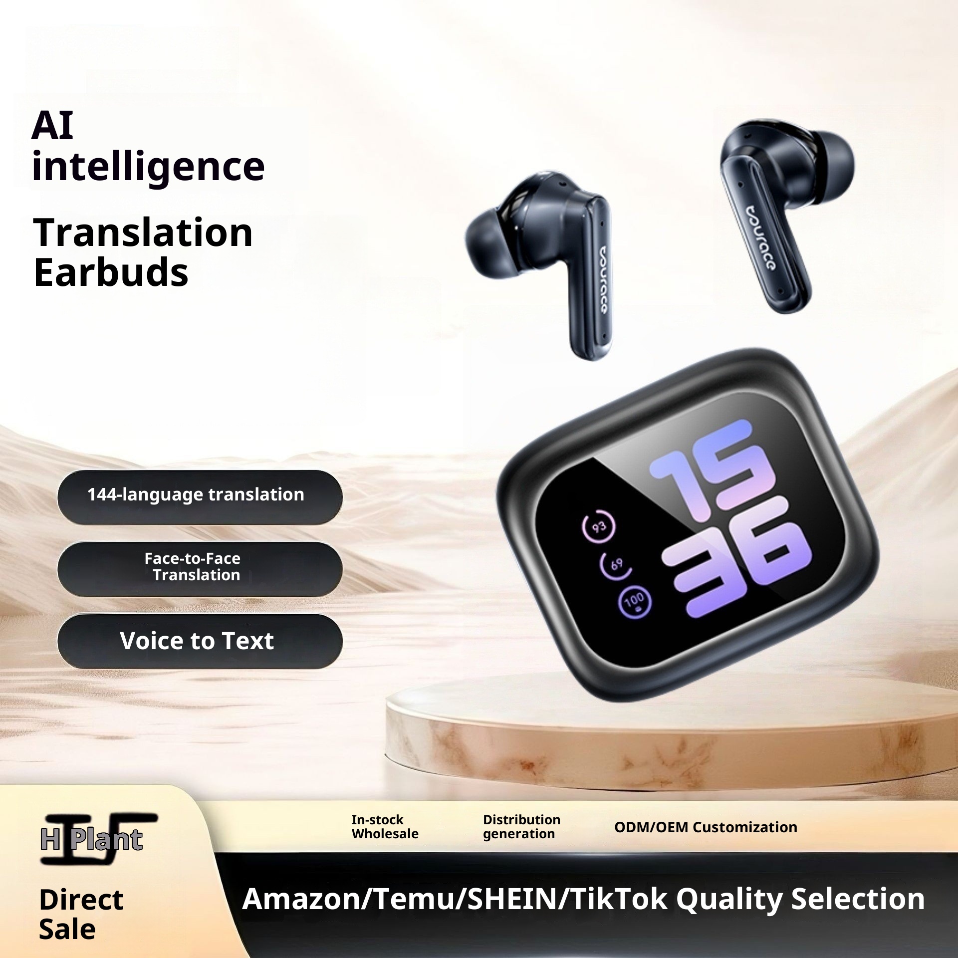3c 2025 New Cross-Border AI Smart Translation In-Ear Long Battery Life Noise Cancelling Sports Bluetooth Wireless Earbuds_voghion.com