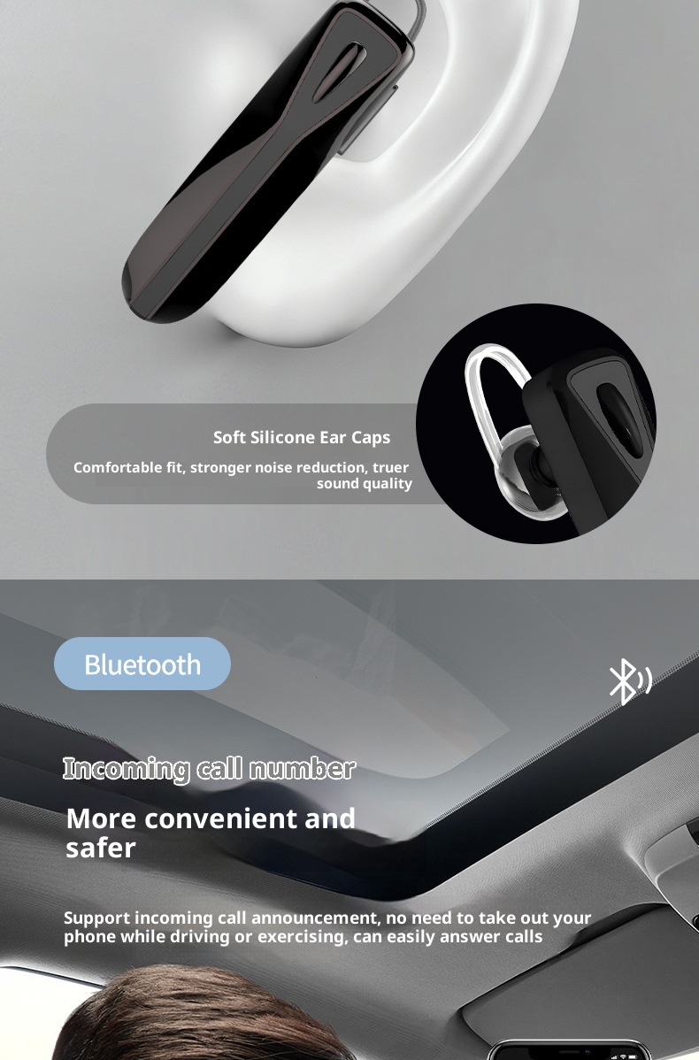 Écouteurs intra-auriculaires Bluetooth sans fil 3c Cross-Border M-C8 avec crochet d'oreille, longue autonomie, étanches, pour le sport et réduction de bruit (Huaqiangbei)_voghion.com