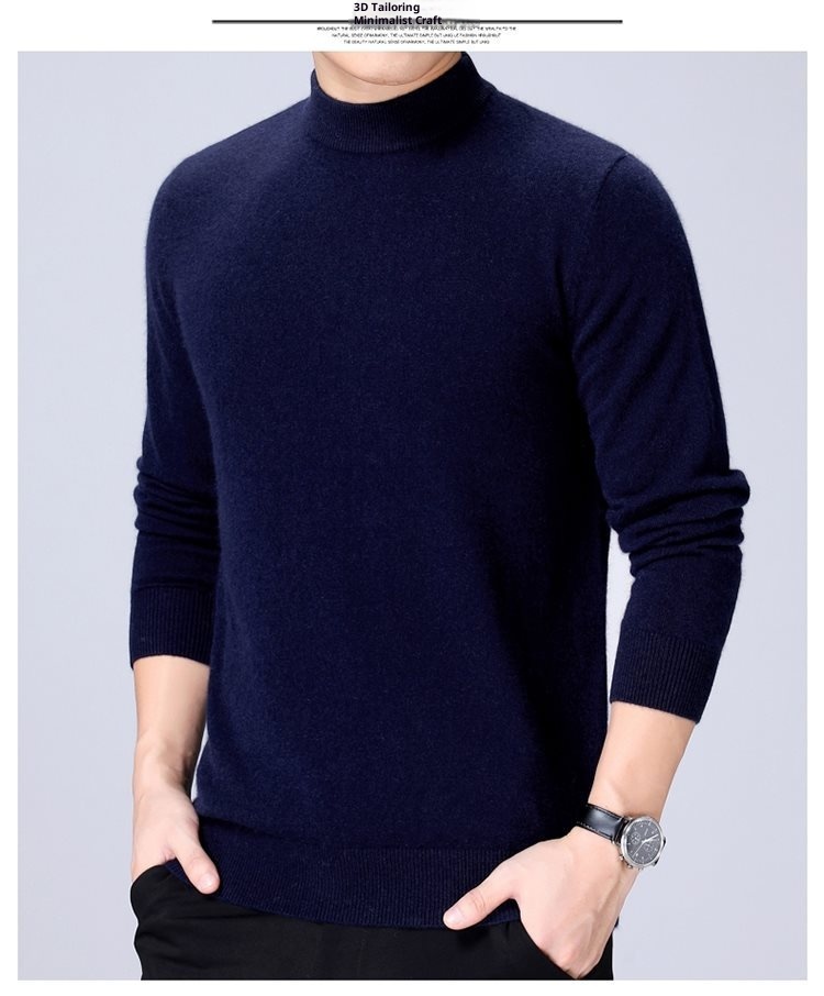 1 autentico maglione in pura lana ispessita per uomo, maglione a collo alto, strato di base per la mezza età, maglione da papà_voghion.com