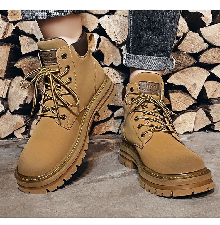 ShoeGlobe Men's Safety Shoes Winter Construction Site Wear-Resistant Work Martin Boots Waterproof Non-Slip Hiking Sports Autumn_voghion.com