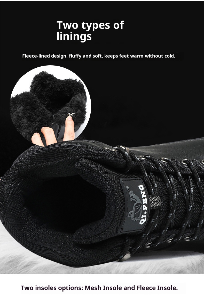 ShoeGlobe Winterschuhe mit dicker Sohle, rutschfest, wasserdicht, hoch geschnitten, für Outdoor-Aktivitäten wie Wandern und Freizeit._voghion.com