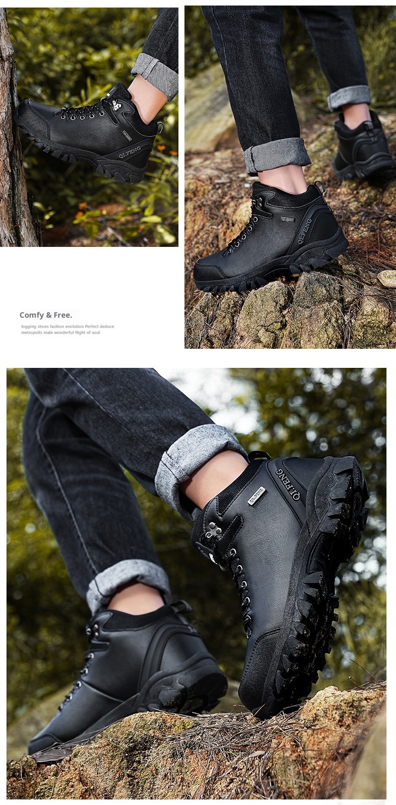 ShoeGlobe Winterschuhe mit dicker Sohle, rutschfest, wasserdicht, hoch geschnitten, für Outdoor-Aktivitäten wie Wandern und Freizeit._voghion.com