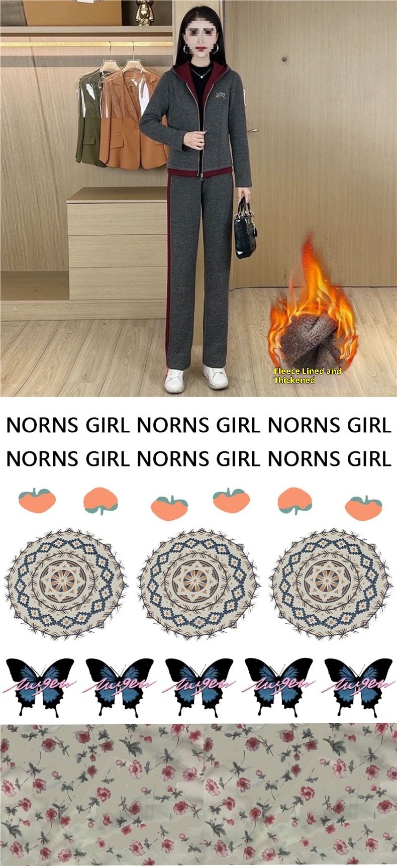 001 Autumn Winter New Fashionable Elegant Casual Sports Loose Slimming Fleece Thickened Two-Piece Women's Set_voghion.com