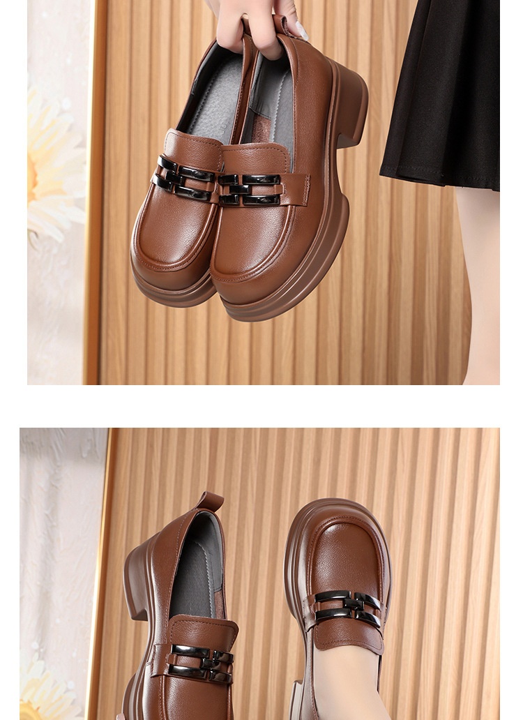 Genuine Thick-Soled Loafers 2024 Spring And Autumn Round-Toe Flat Soft Sole Slip-On Women's Mid-Cut Comfortable Leather_voghion.com