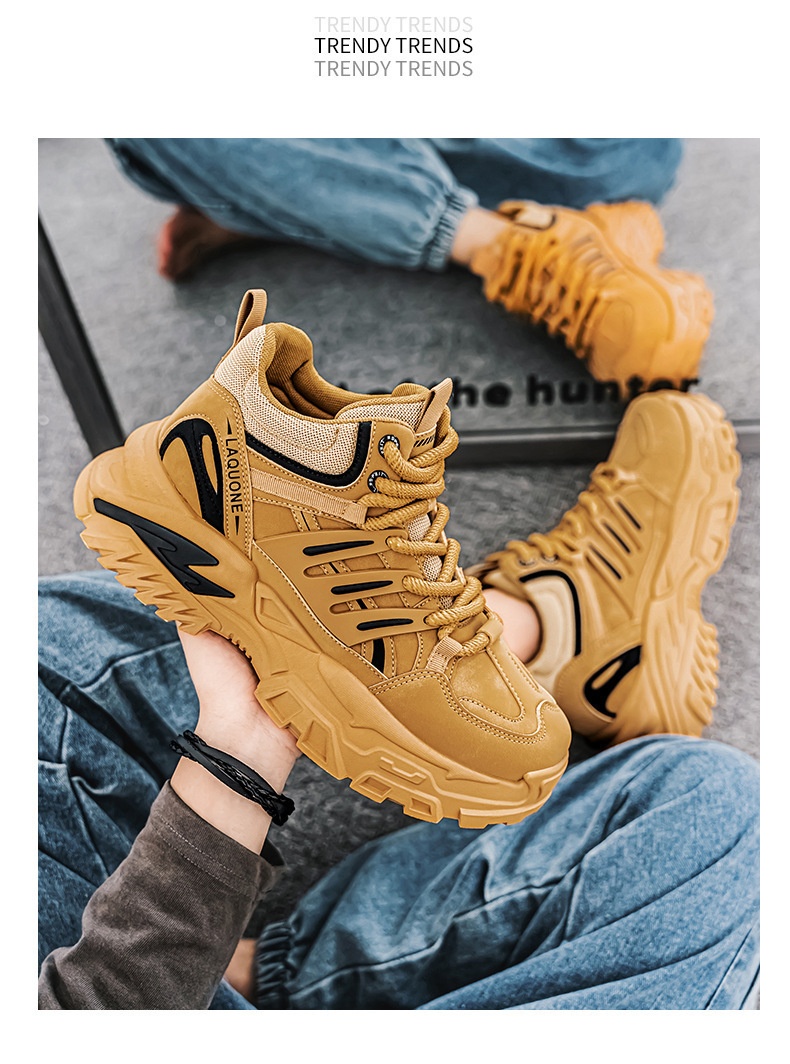 ShoeGlobe Autumn Waterproof Non-Slip Safety Shoes Men's High-Top Outdoor Hiking Sports Casual Thick-Soled Height-Increasing Martin_voghion.com