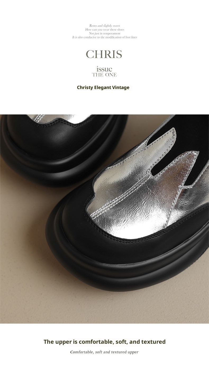 2024 Scarpe da donna in pelle con tacco alto singolo e punta tonda, mocassini con suola spessa e tacco grosso, stile britannico, primavera autunno_voghion.com