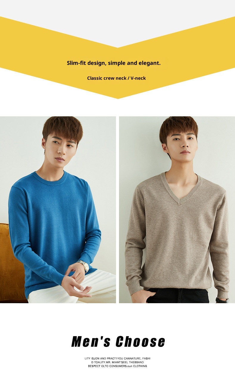 1 maglione girocollo da uomo autunno inverno con scollo a V, ampio, taglie forti, manica lunga, maglia, intimo_voghion.com