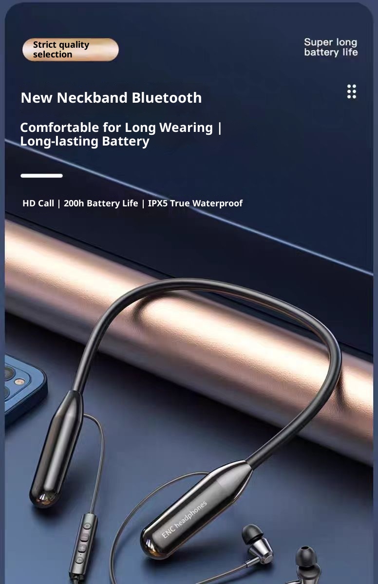 3c Produttore Disponibile in magazzino Cuffie auricolari Bluetooth sportive wireless con archetto da collo Grandi, batteria a lunga durata, cancellazione del rumore, suono stereo_voghion.com