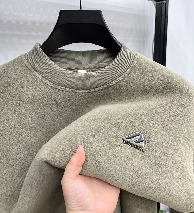 Felpa invernale da uomo con fodera in pile autoriscaldante, spessa, antifreddo, con scollo rotondo, [lana di alpaca] Bestseller_voghion.com