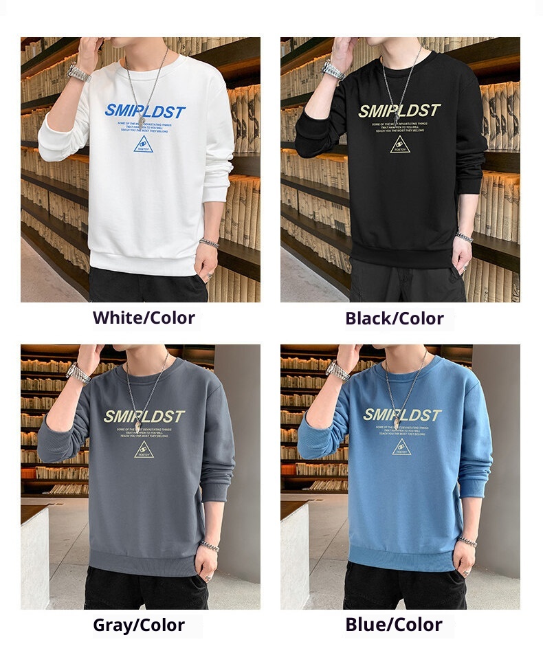 Garçon Nouveaux vêtements d'automne printemps T-shirt à manches longues Chemise de base Pull à col rond pour homme_voghion.com