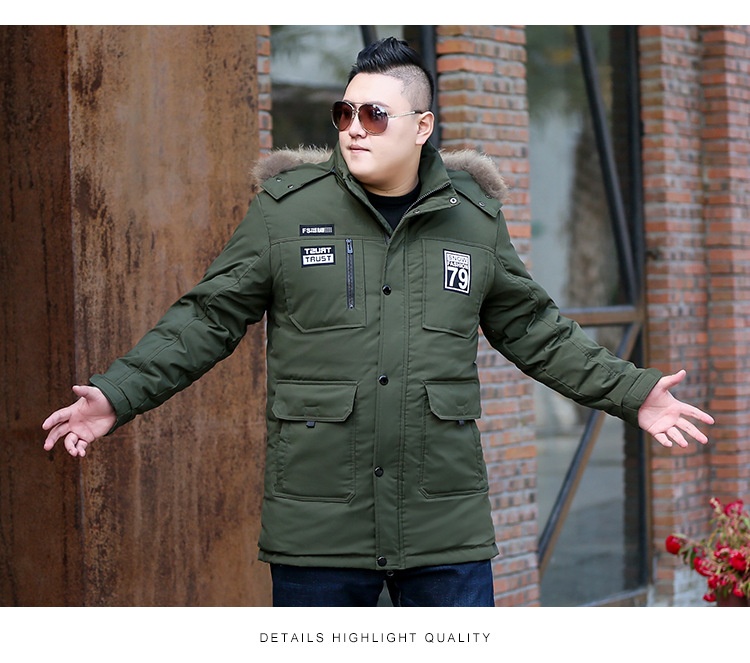 Daunenjacke in Übergröße für Jungen, mittellang, dick gefüttert, warm, Oversized-Wintermantel für Herren_voghion.com