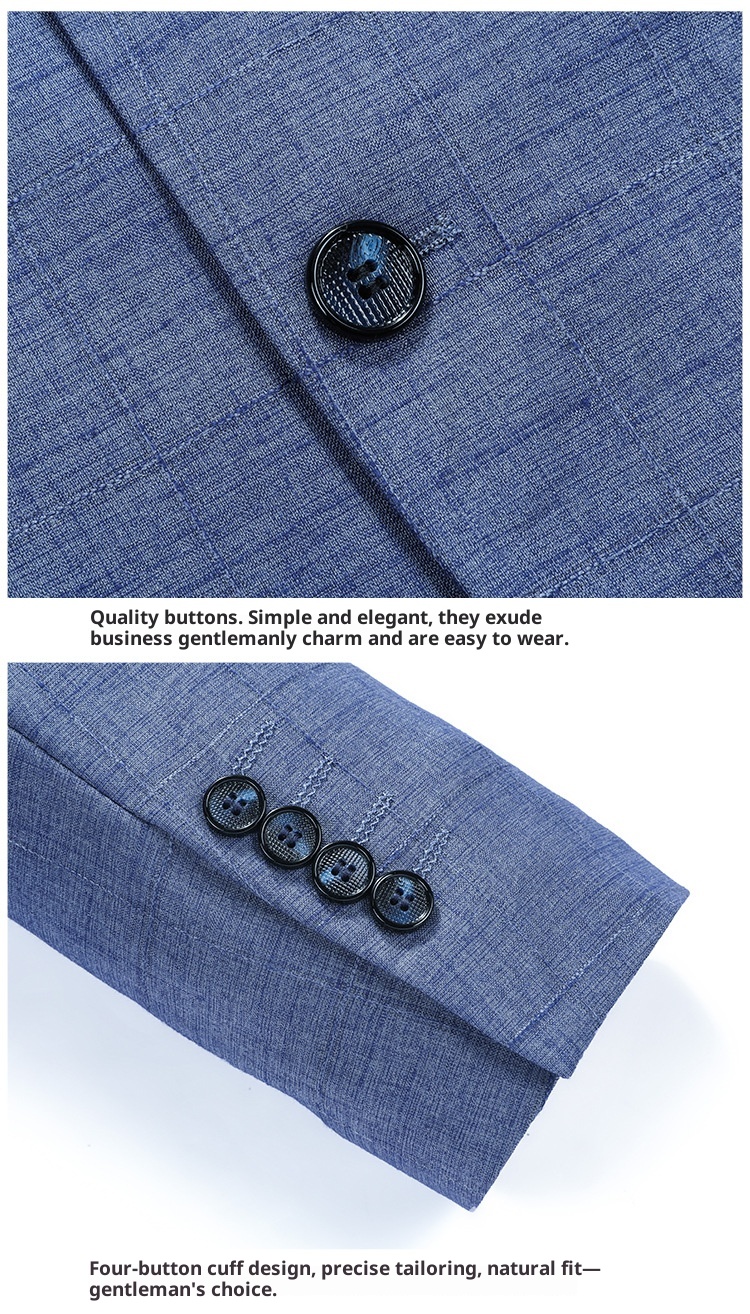 1 Laisibert Primavera Autunno Plaid Stile Coreano Slim Fit Piccolo Abito Uomo Casual Giacca Blu_voghion.com