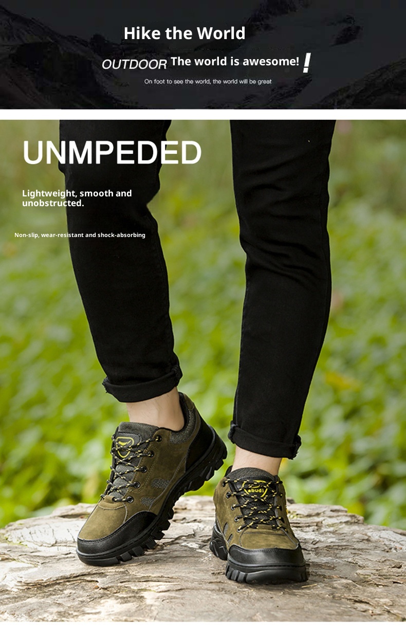 Chaussures de randonnée ShoeGlobe pour hommes, toutes saisons, à semelle large, antidérapantes, imperméables et résistantes à l'usure. Idéales pour les voyages et le travail._voghion.com