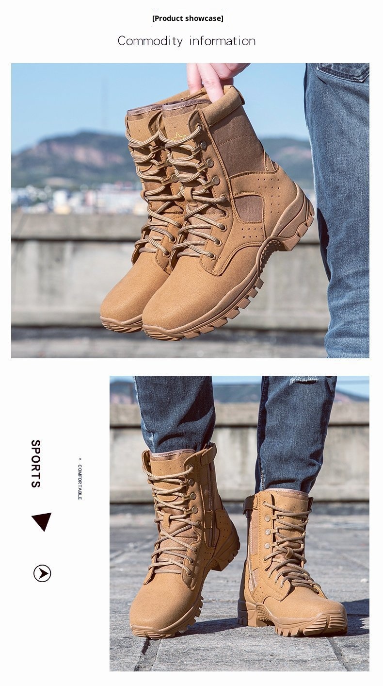 ShoeGlobe Stivali da lavoro tattici alti, antiscivolo, ammortizzanti, sottili, con tomaia in mesh, impermeabili, traspiranti, scarpe da trekking_voghion.com